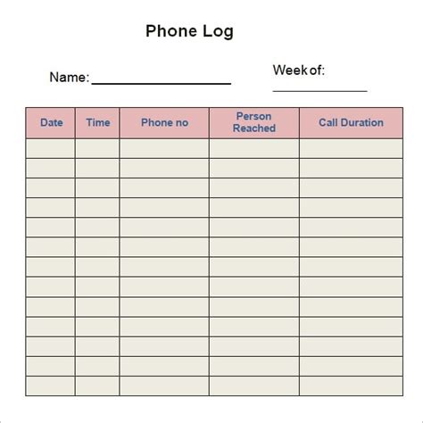 10 Phone Log Templates Word Excel Pdf Formats Free Word Template