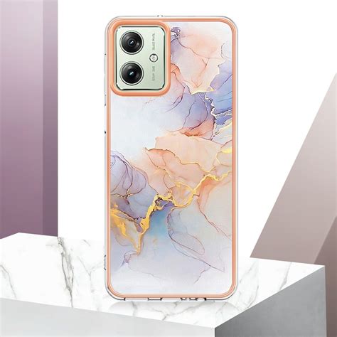 For Motorola Moto G Electroplating Imd Tpu Phone Case White Marble