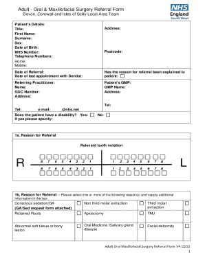 Fillable Online Adult Oral Maxillofacial Surgery Referral Form V