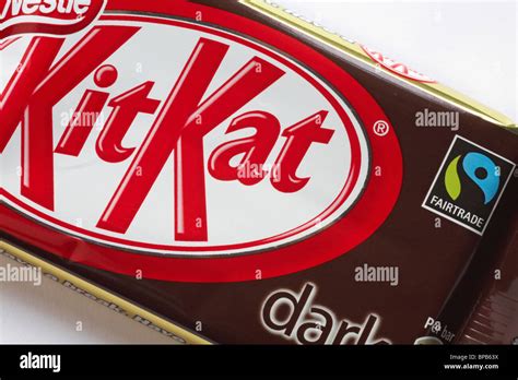 Fairtrade logo on dark plain Kit Kat chocolate bar - KitKat Kit-Kat Kit ...