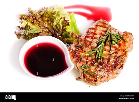 Grilled Steaks And Vegetable Salad Stock Photo Alamy