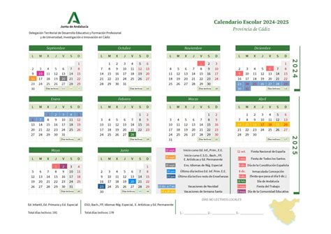 Calendario Escolar Curso 2024 2025 CEIP Reyes Católicos Cádiz