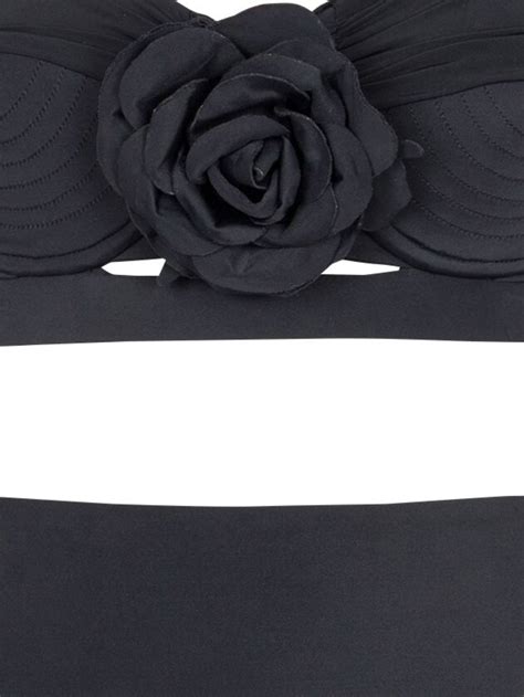 Balmain floral appliqué one shoulder Bikini Black FARFETCH