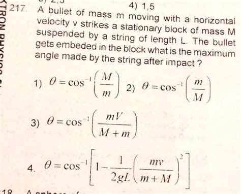 217 4 1 5 TRON PHYSIC A Bullet Of Mass M Moving With A Horizontal