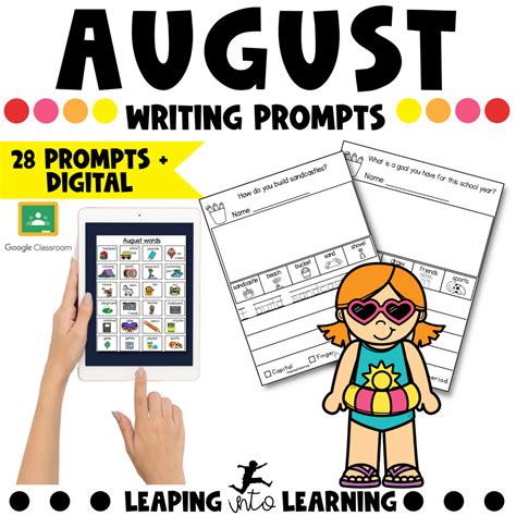 August Writing Prompts For Kindergarten First Day And Back To School