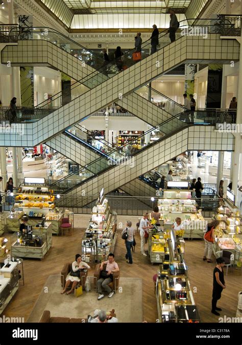 Paris France People Shopping In French Department Store Le Bon