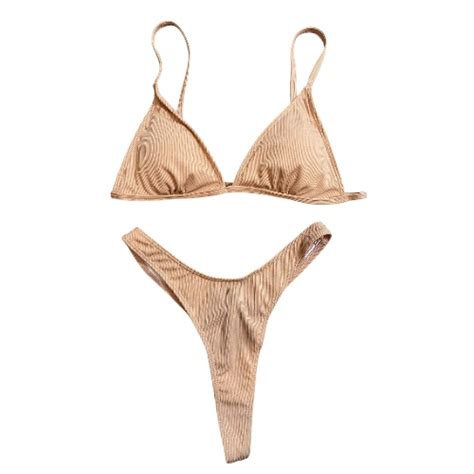 Traje De Ba O Triangulo Nude Acanalado Panty Hilo Gluglu Store