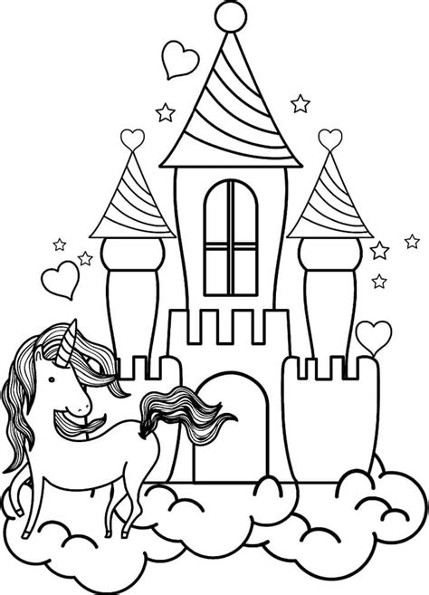 Coloriage Ch Teau Avec Licorne T L Charger Et Imprimer Gratuit Sur