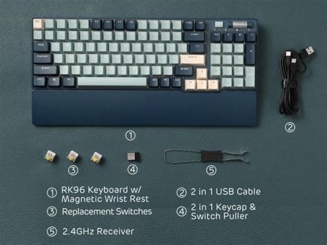 Royal Kludge Rk Tri Mode Rgb Hot Swap Forest Blue Mechanical Gaming Keyboard Ii Plug And Play