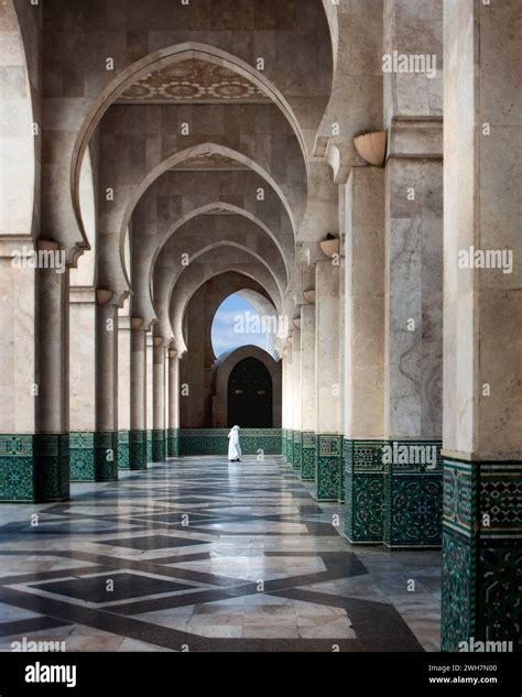 The Beautiful Tiled Arches And Columns Of The Hassan Ii Mosque The Largest Mosque In Africa In