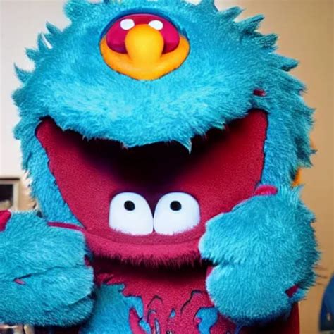 Elmo As A Giant Monster Creepy Sharp Teeth Gory Stable Diffusion