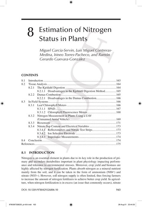 Pdf Estimation Of Nitrogen Status In Plants