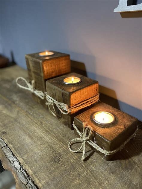 Rustic Candle Holder Various Sizes Reclaimed Wood Etsy UK