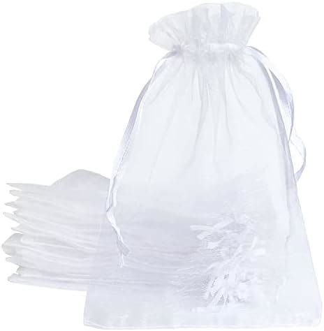 Amison 100Pcs 5x7 Inches Sheer Drawstring Organza Jewelry Pouches