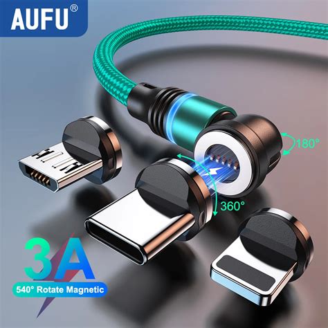 AUFU C Ble Micro USB Type C 3A Magn Tique LED Pour Recharge Rapide