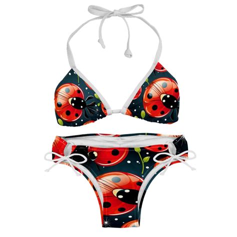 Seven Starred Ladybird Swimsuit Women Bikini Sets Detachable Sponge Adjustable Strap Swim Suits