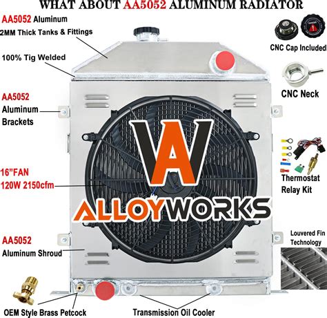 Alloyworks Radiador De Aluminio De Filas Cubierta Y Ventilador