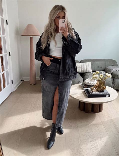 С чем носить длинную джинсовую юбку +55 фото