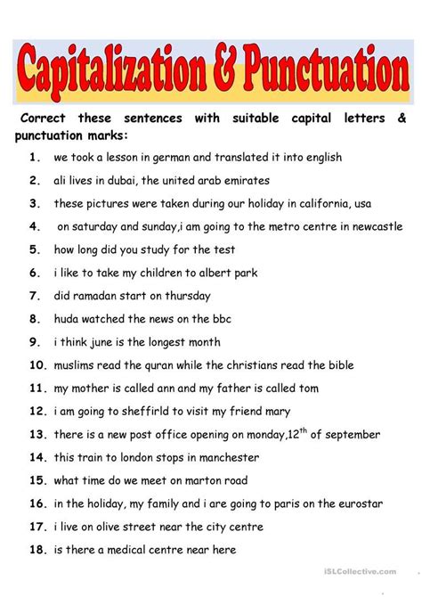 Grade 5 Punctuation Worksheets With Answers