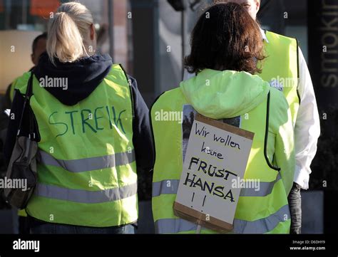 Flight Attendants Strike With Signs And Vests At The Airport In