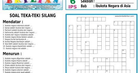 Teka Teki Silang Bahasa Indonesia Kelas 6 Sd Berkas Belajar