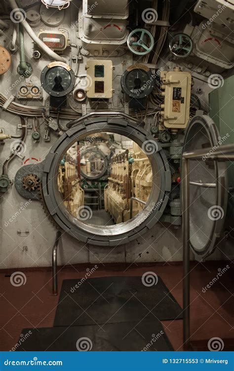 Inside Submarine Opened Round Hatch Stock Image Image Of Inside