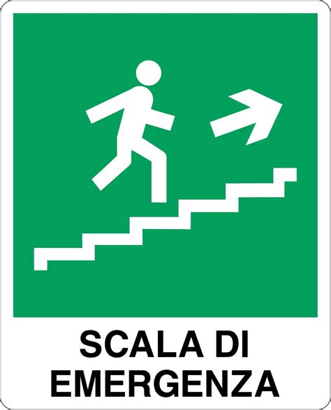 Cartello Alluminio X Cm Scala Di Emergenza Salita Destra