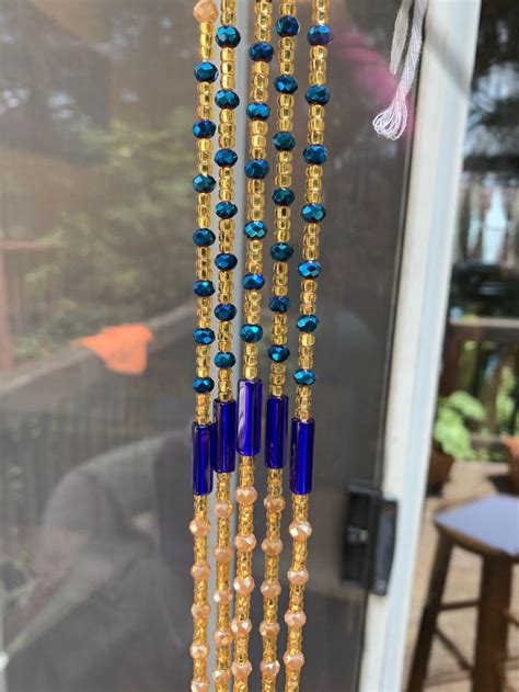 Blue And Gold Waist Beads African Waist Beads Crystal Waist Beads