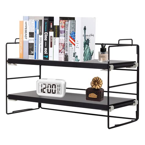 YOYTOO 2 Tier Desk Shelf Organizer, Wooden Desktop Bookshelf Organizers ...