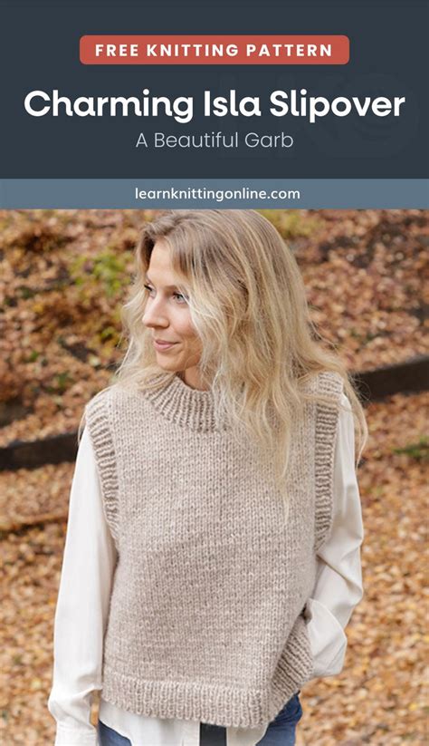 Charming Isla Knit Slipover FREE Knitting Pattern LKO Knit Vest