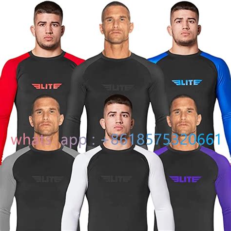 Men S Long Sleeve Jiu Jitsu Bjj Rash Guard Mma Rashguard T Shirts