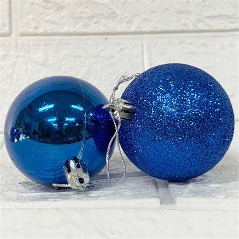 Kit Bolas De Natal Enfeite Lisas Glitter Cm Grande Azul Dupari