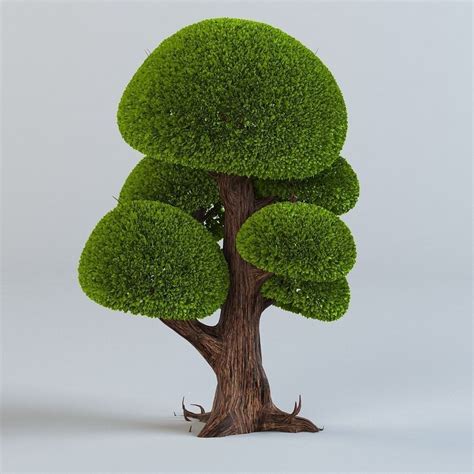 Cartoon Trees Set 3d Model Max Obj