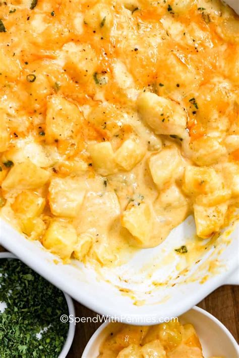 The Easiest Cheesiest Potato Casserole Cheesy Potatoes Easy