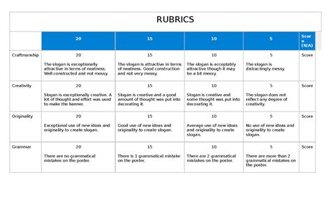 Rubric Slogan Rubric Tagalog