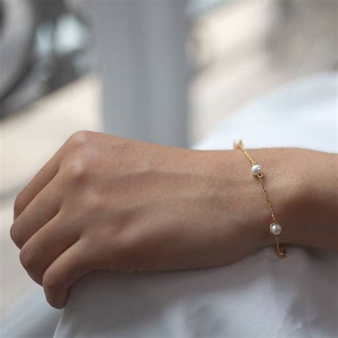 Bracelet Or Jaune 375 Perles Blanches Rosatella Ocarat