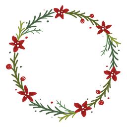 Flowery Christmas Wreath PNG & SVG Design For T-Shirts