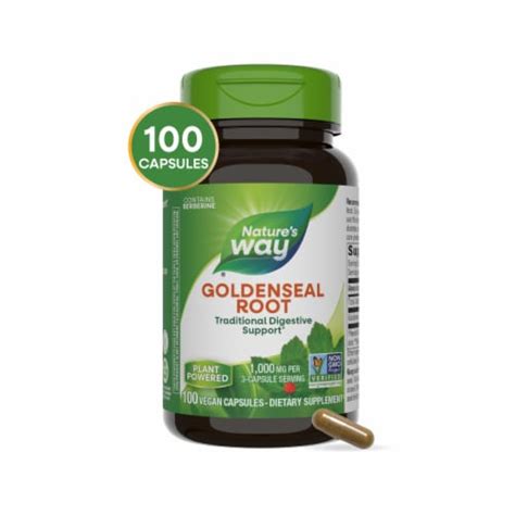 Nature S Way Goldenseal Root Contains Berberine Vegan Capsules 1000 Mg Per 3 Capsule Serving