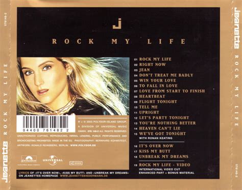 Car Tula Trasera De Jeanette Rock My Life Portada