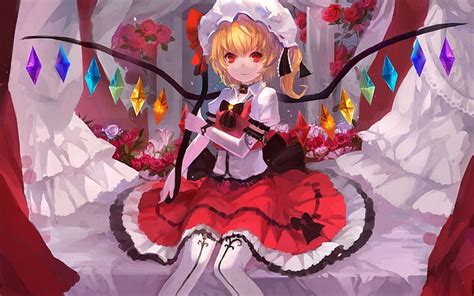 HD Wallpaper Blondes Video Games Touhou Multicolor Flowers Skirts