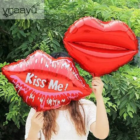 Ynaayu 1pcs Red Lips Foil Balloon Kiss Me Aluminum Balloons Sexy Lips