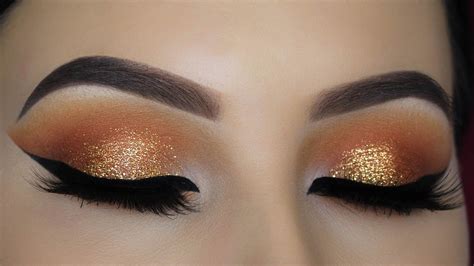 Warm Orange Glitter Eye Makeup Tutorial Youtube