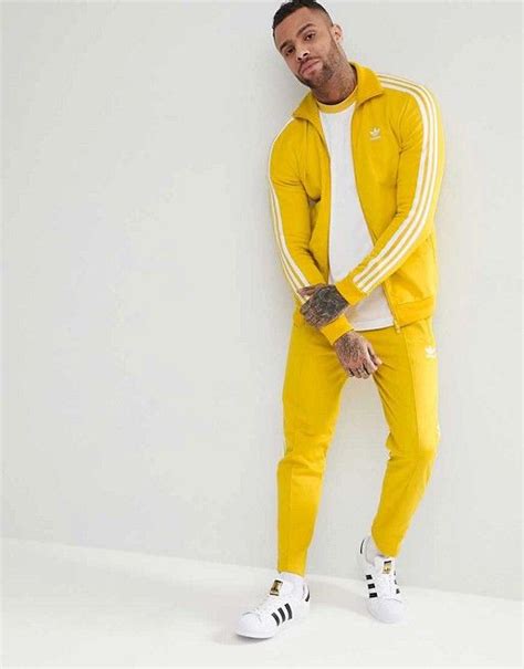 Adidas Originals Adicolor Beckenbauer Tracksuit In Yellow Asos Streetwear Männer Lässiger