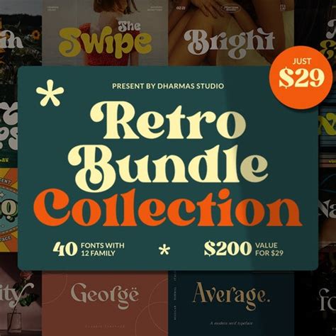 Modern Retro Font Bundle Collection Font Bundle Cricut Etsy Australia