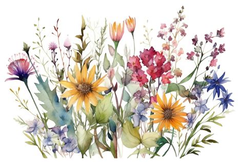 Wildflowers Watercolor Clipart 23556966 Png