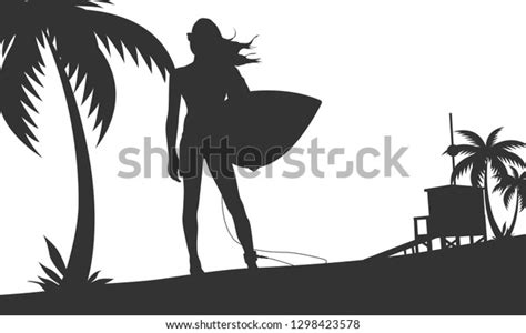 Summer Icon Sexy Surfer Girl Icons Stock Vector Royalty Free