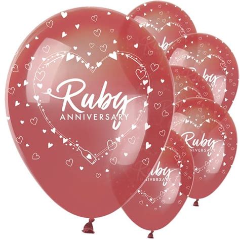 40th Ruby Wedding Anniversary Printed Balloons Next Day Delivery