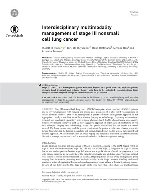 Pdf Interdisciplinary Multimodality Management Of Stage Iii Nonsmall Cell Lung Cancer