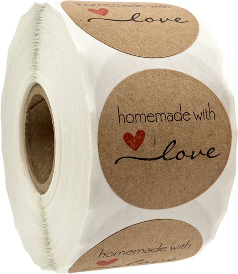 Amazon 1 5 Round Natural Kraft Homemade With Love Stickers 500