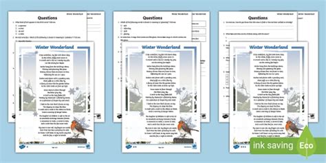 Winter Wonderland Christmas Poem LKS2 Reading Comprehension